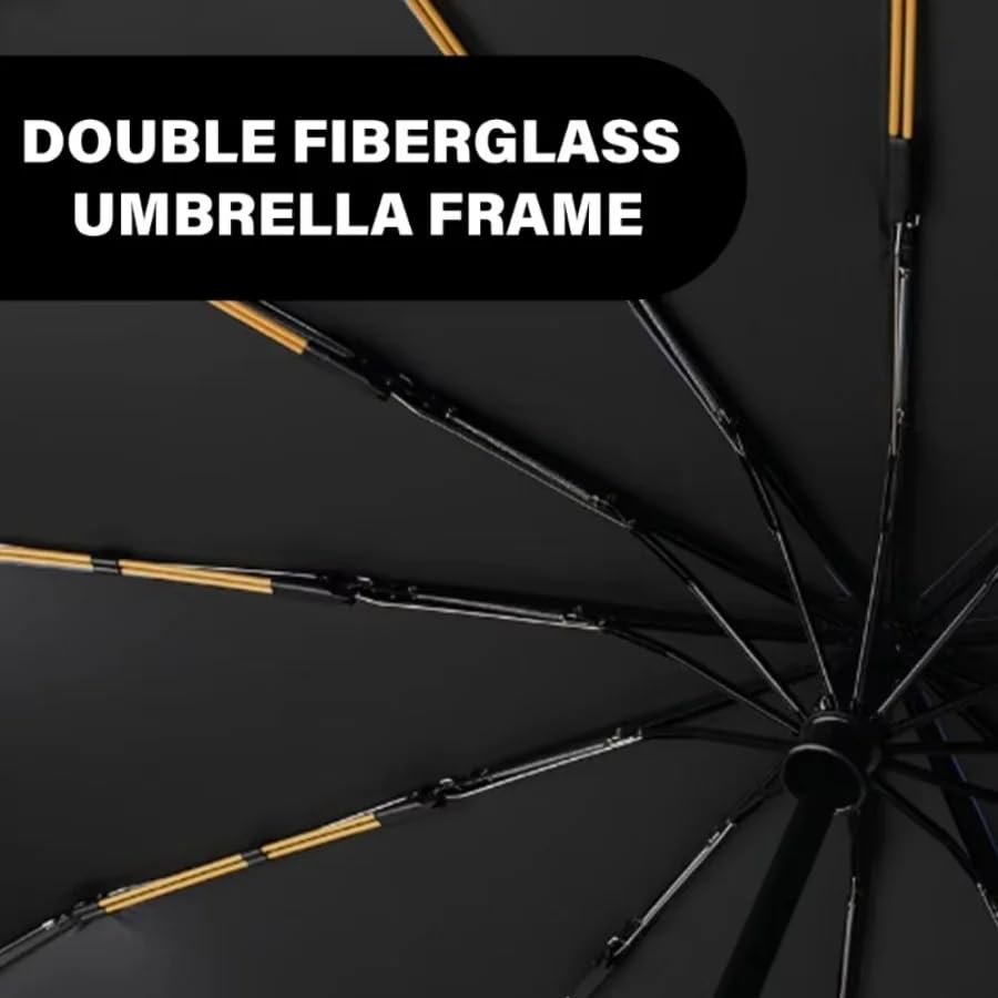Image of The Purple Tree 24-Rib Windproof Umbrella - Heavy Duty Automatic Open Umbrella, UV Protection, Reinforced Frame, All-Weather Folding Umbrella for Men & Women