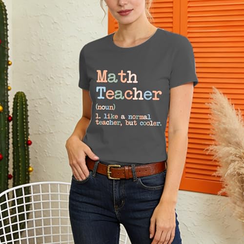 Image of Math Teacher Shirts for Women-Teaching Life Short Sleeves | Featuring inchMath Teacher (noun) Like a Normal Teacher But Cooler inch Design Great Gift for Math Lovers & Educators