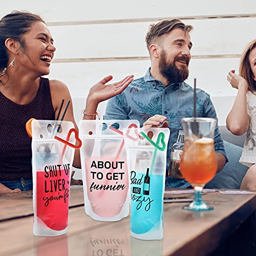 Patelai 24 Sets Drink Pouches With Straws Plastic Drink Bags With Zipper Party Beverage Bags Juice Pouches For Adults thumb #6