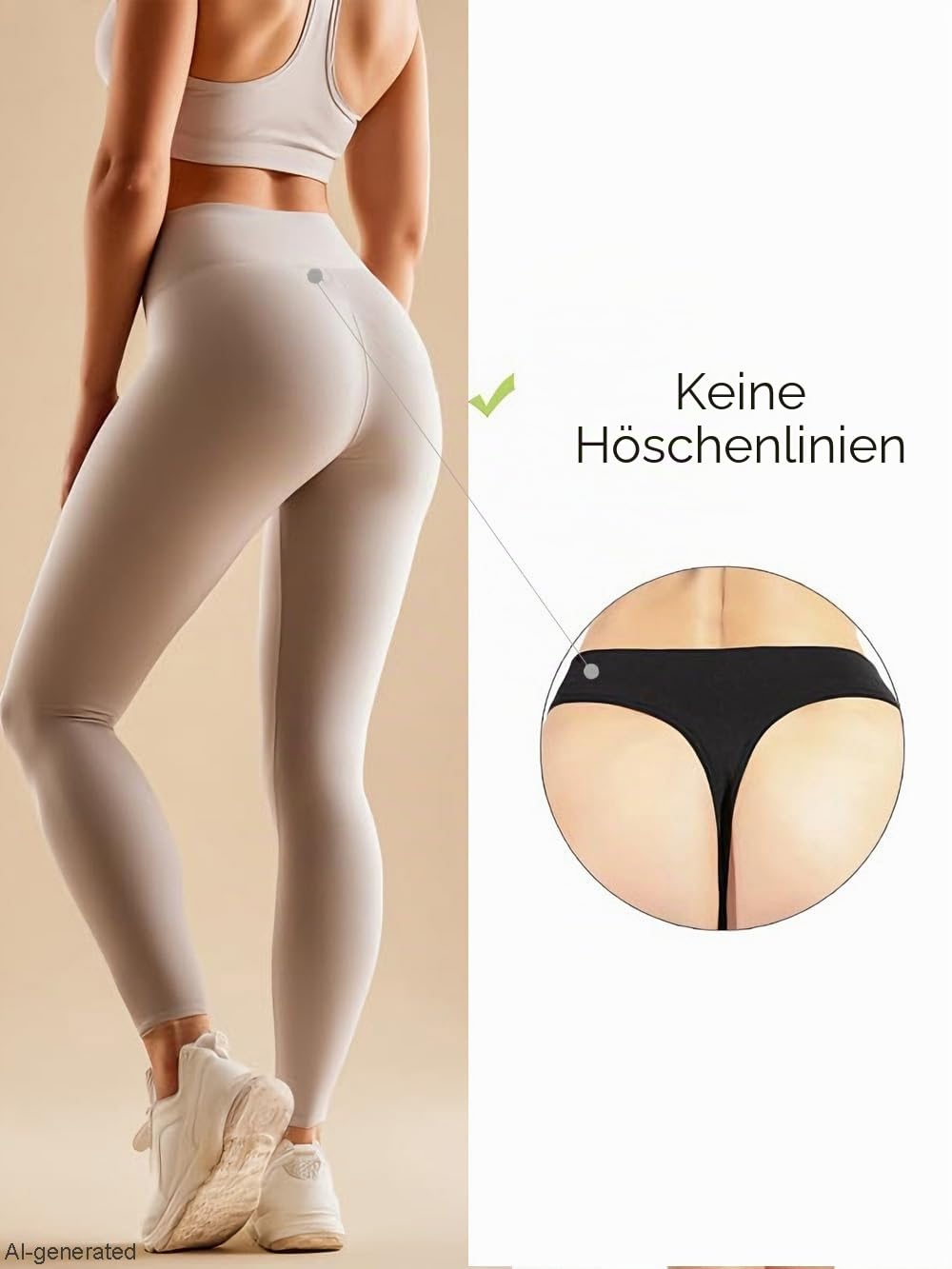 GRANKEE String Tanga Damen High Waist Bauchweg Unterwäsche - Nahtlos Sport Unsichtbar Baumwollzwickel Multipack