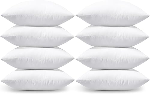 Miniatura 1 de OTOSTAR Paquete de 8 rellenos de almohada, 18 x 18 pulgadas, cuadrados, interiores, suaves, esponjosos, rellenos de cojín decorativos blancos