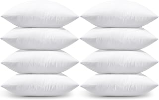 OTOSTAR Pack of 8 Throw Pillow Inserts, 18 x 18 Square Cushion Inner Soft Fluffy Plump Stuffer Cushion Pads White Decorative Pillow Inserts