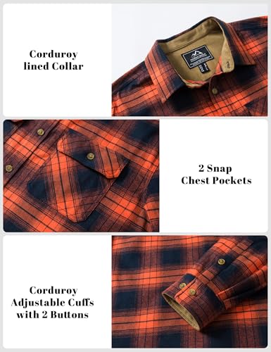 Cotrasen Flannel Shirt for Men Plaid Regular Fit Long Sleeve Cotton Button Up Casual Work Shirts Jacket with 2 Pockets4