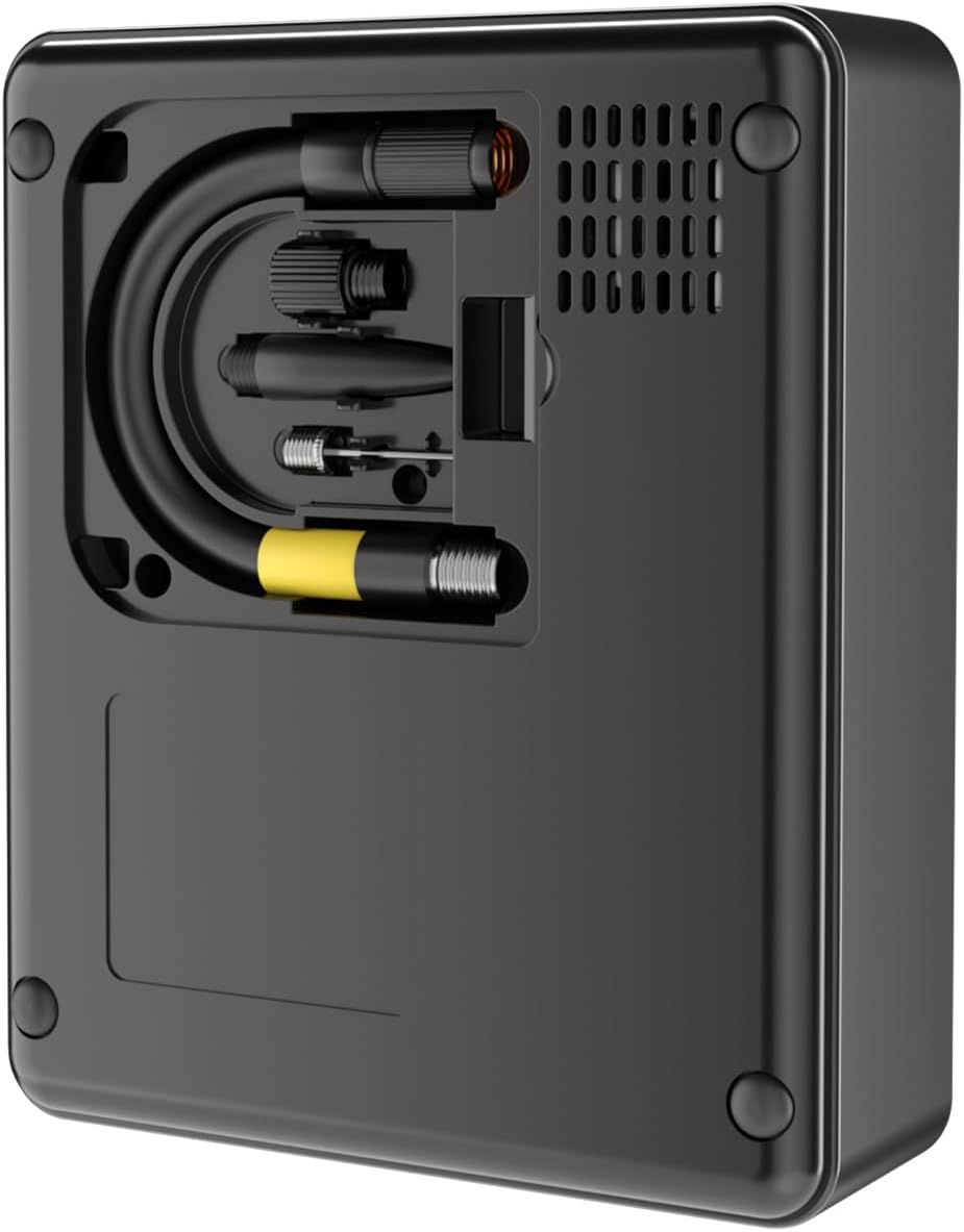 Rear view of MUDIRO M-JC3 Jump Starter with hidden storage compartment for accessories