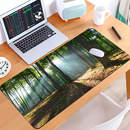 SHIVNAMI Alfombrilla Raton Grande Gaming Mouse Pad,Colección de decoración de casa de Campo, Forest Morning Haze City Park Ecologí,Lavable, Antideslizante Diseñada para Gamers, Trabajo de Oficina