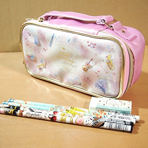 可愛い文具セット きらきらハンドルバニティペンケース＆鉛筆のセット（DOLCE HARMONY） 00433s 楽器/ピンク
