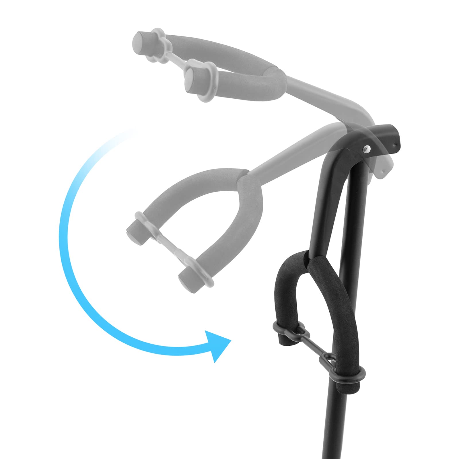 Tiger Support de guitare acoustique portable pliable avec support de manche Noir | Support avec base trépied, sangle sécurité & mousse, adapté guitare acoustique, stable et portable