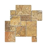 Scabos Travertine 4-Pieced OPUS Mini-Pattern Tumbled Mosaic Tile - 6 X 6 Sample