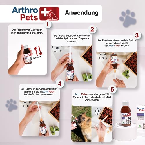 ArthroPets+ Alternative zu Gelenktabletten für Hunde und Katzen, Gelenk-komplex aus 9 hochkonzentrierten Wirkstoffen auf Lachsölbasis, Gelenkschutz für Hunde und Katzen, Omega 3, VIT. D3-100 ml