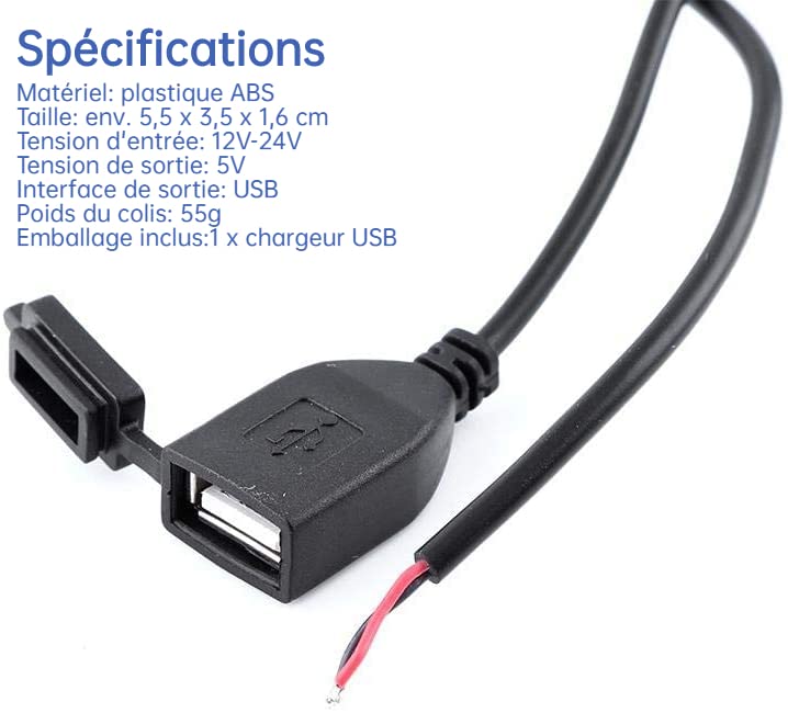 Chargeur Double USB Lithium Pour Téléphones GPS Appareils Photo Avec Connectique
