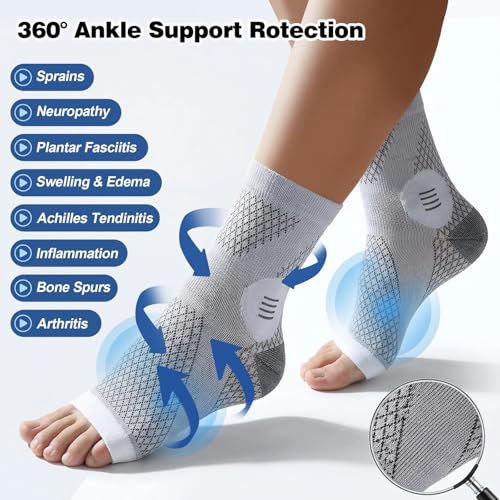 Image of 3 Pairs Neuropathy Socks for Women and Men, Toeless Compression Socks | Toeless compression sleeves for daily wear, shoes, exercise, plantar fasciitis, arch and ankle comfort