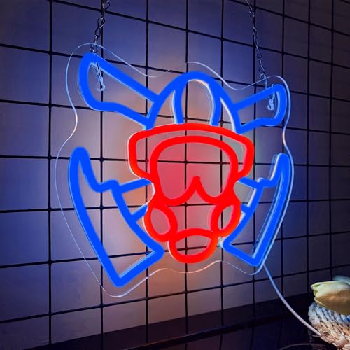 Image of Firefighter Mask Neon Sign, Firefighter Helmet Neon Light LED Gas Mask Sign USB Powered Dimmable, for Modern First Responder Heroic Art for Fire Station, Gamer Man Cave Garage(11.8 * 9.8 In)