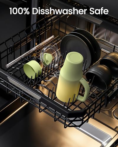 Image of Renoj Insulated Mug 100% Spill Resistant Insulated Water Bottle for Iced Coffee & Hot Drinks - Fits Car Cup Holder, Ideal Gift, 2 Straws & Silicone Boot - FlexSlide Green Gradient 32 oz