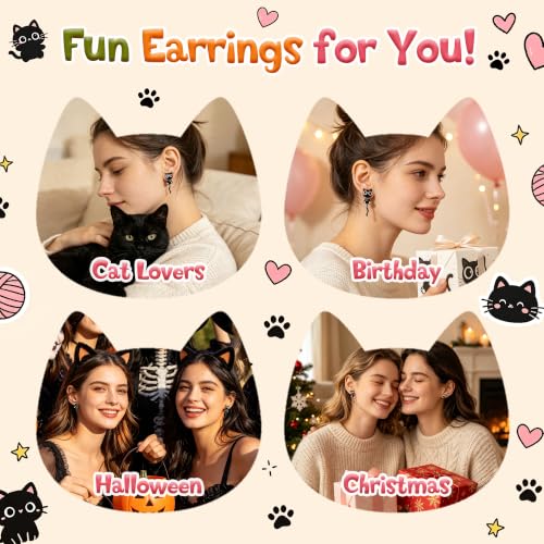 Cute Black Cat Stud Earrings   - image 7