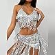 Rave Outfits für Damen Bikini Set Quasten Rock Metallic Badeanzug Holografische Pailletten BH Oberteil für Festival Disco Tanz Clubwear 90er Jahre Halloween Motto Party Kostüm Silber Kreuz BH Set L