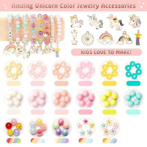 Image of Hudux Clay Beads for Bracelet Making Kit, Heishi Bead for Jewelry Making, Friendship Bracelet Kit, Spacer Beads for Adult Necklace Earring DIY (Unicorn)