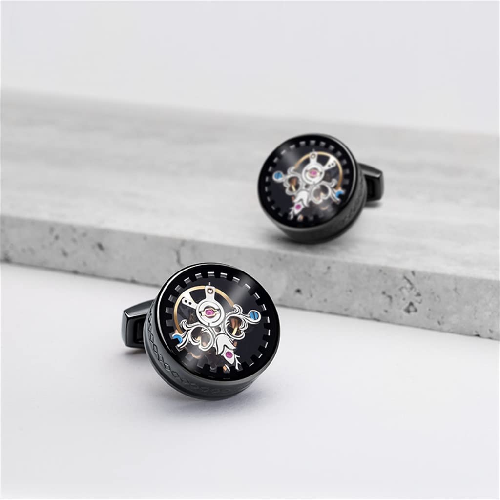 Perpetual Tourbillon spinki do mankietów męski dżentelmen prezent urodzinowy francuska koszula spinki do mankietów (D 17mm * 17mm)