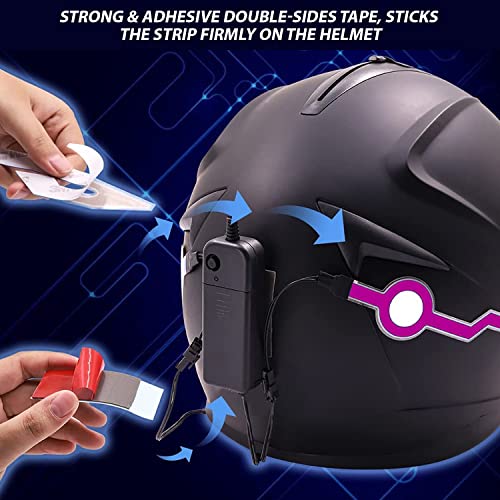 Image of AllExtreme EXTPZ2P EL LED Helmet Light Strip with 3 Modes Flashing Night Bike Motorcycle Riding Signal Sticker (Pink)