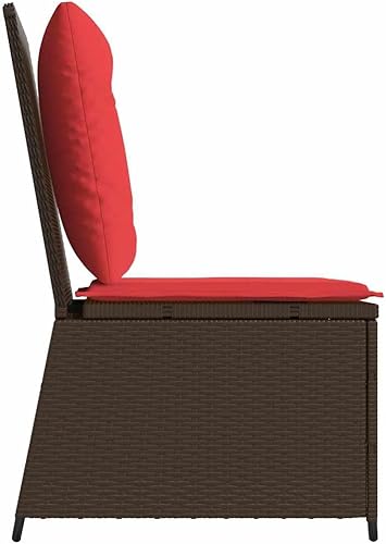 Miniatura 6 de Reclining Garden Sofa Brown Poly Rattan Lounge Chair with Adjustable Backrest Weatherproof Outdoor Seating for Patio Balcony and Garden Use