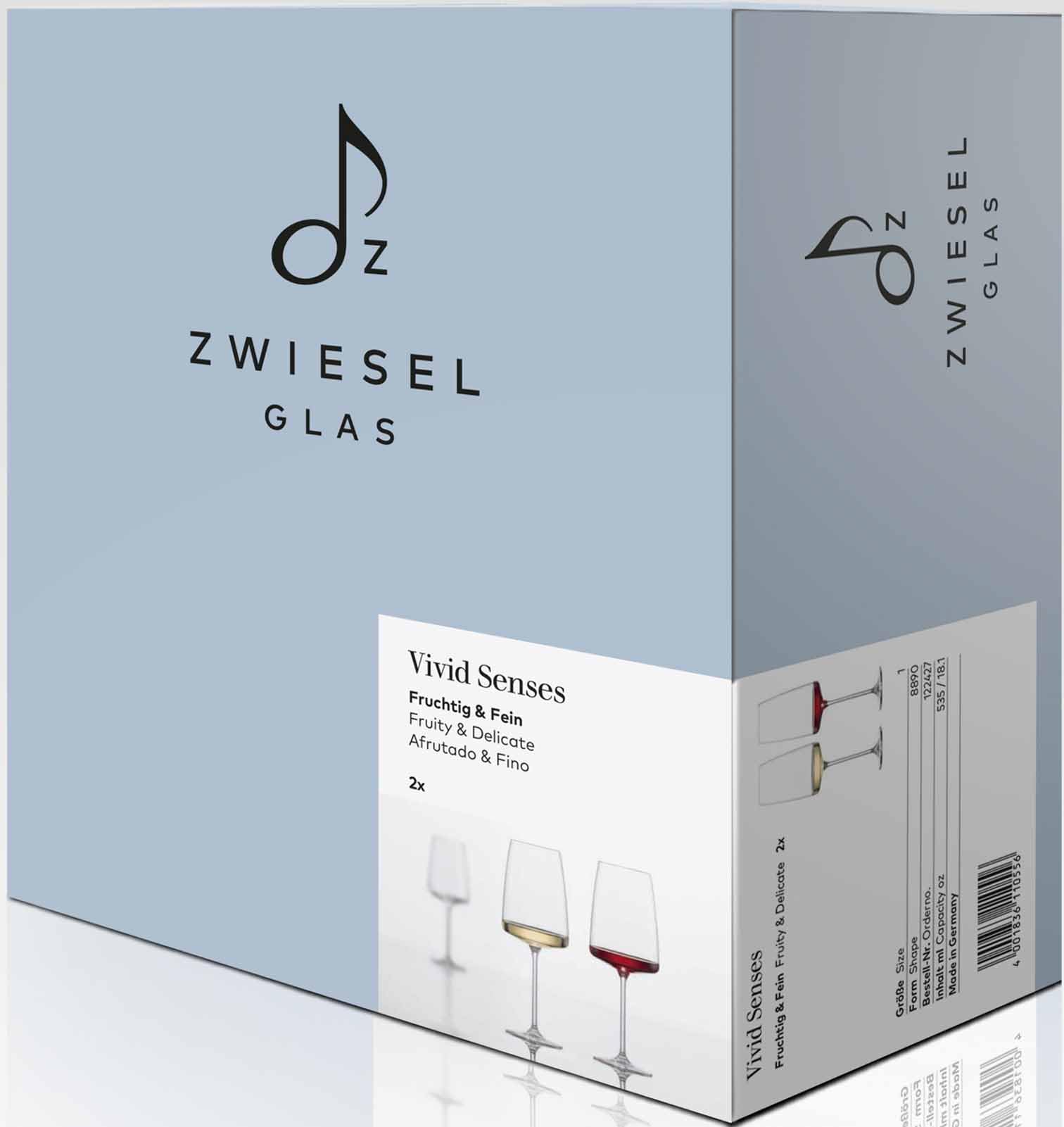 Zwiesel Glas Kieliszki do wina, owocowe i delikatne Vivid Senses (zestaw 2 szt.), filigranowe kieliszki do wina, nadają się do mycia w zmywarce, Made in Germany (nr art. 122427)