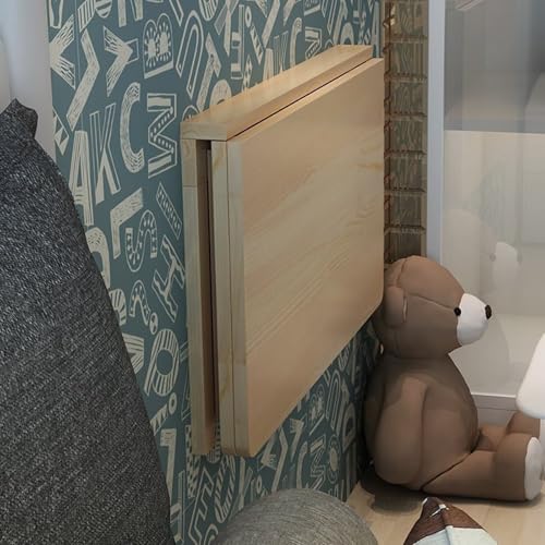 Studio encombré ? Adoptez la table murale à abattant 100x30cm en bois - 3