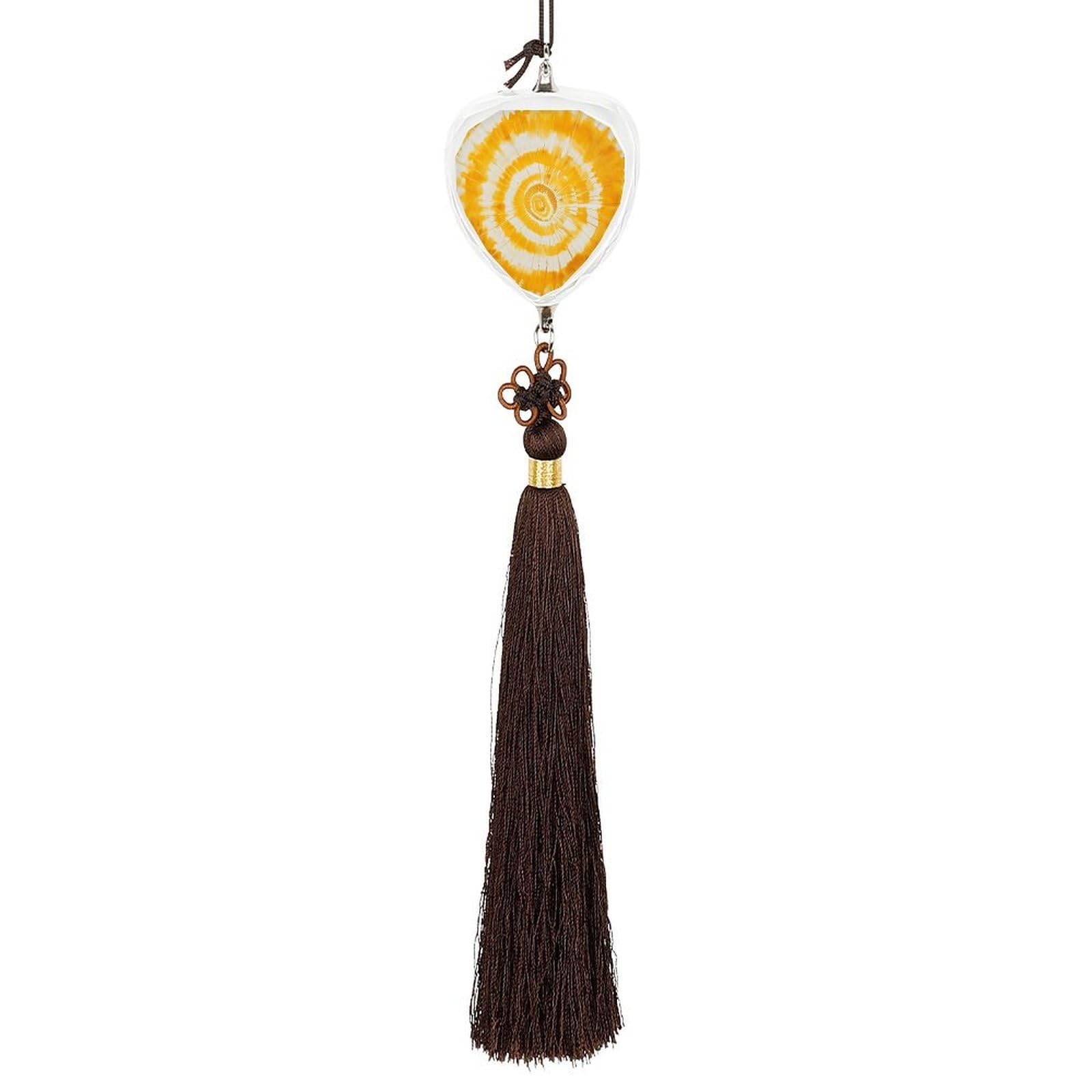 Crystal Auto Pendant Charms Love Crystal Car Rear View Mirror Charms Yellow Tie-Dye Pattern Auto Hanging Interior Ornament Pendant Car Interior Accessories for Women Men CarCharms Decor
