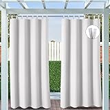 Clothink Outdoor Vorhang Klettverschluss 132x245cm Grau-Weiß Anti-Verblassen Winterschutz Windschutz Sonnenschutz Sichtschutz Wetterfest,Senkrechtmarkise Vertikalmarkise Terrasse Balkon Pergola
