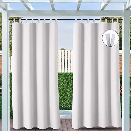 Clothink Outdoor Vorhang Klettverschluss 132x215cm Grau-Weiß Anti-Verblassen Winterschutz Windschutz Sonnenschutz Sichtschutz Wetterfest,Senkrechtmarkise Vertikalmarkise Terrasse Balkon Pergola