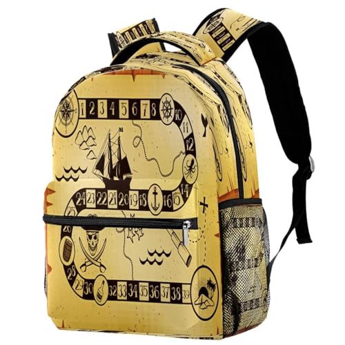 Sac à dos d'école carte au trésor vintage pour fille et garçon 29.4x20x40cm