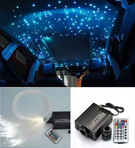 YwewY Fiber Optic Star Ceiling Kit, Wireless RF Remote Control Interior Decoretive Lighting for Car & Trucks (150 Strands*0.03in*9.8ft)