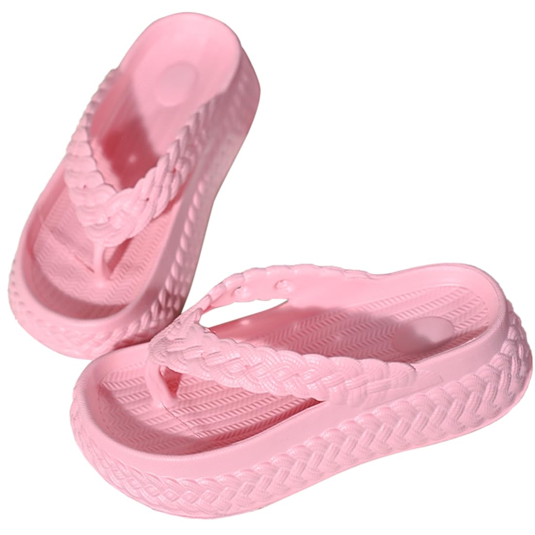 Harssidanzar Womens EVA Braided Strap Flip Flops, Comfortable Non-Slip Casual Beach Slippers for Women HL219US