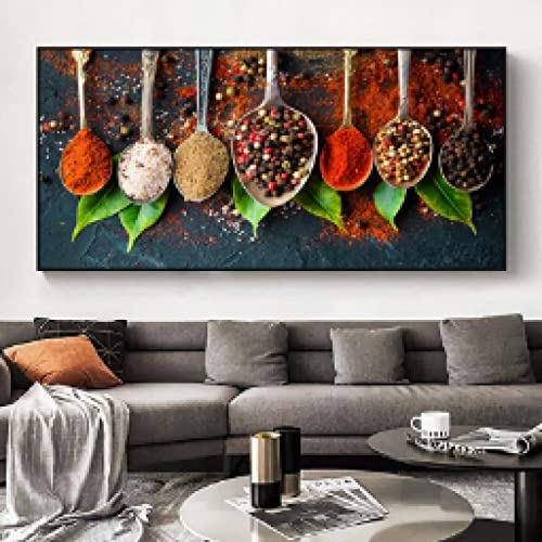 Art affiches et gravures cuisine herbes et épices grand format toile 60x120