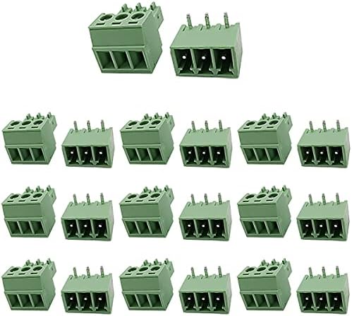 Cermant 20 Set 3 Pin 5.08mm (0.2inch) Pitch Male Female Plug-in PCB Screw Terminal Block Connector Panel Mount DIY (5.08mm-3P-20Set)