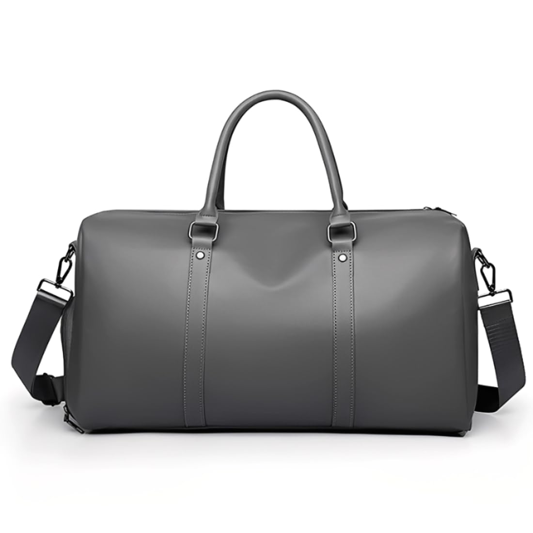 Reisetasche, wasserdicht, Leder, Retro, Wochenendtasche, mit Schuhbeutel, große Handgepäcktasche, Sporttasche für Herren, Grau