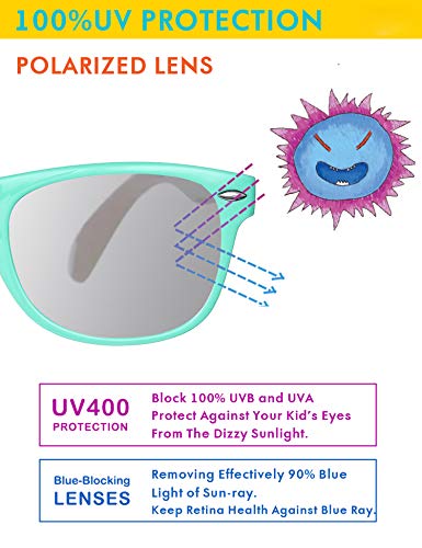 Image of Flexible Kids Sunglasses Polarized Unbreakable Toddler Sun Glasses for Baby Boys and Girls UV400 with Case, Age 2-8