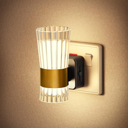 JandCase Night Light Plug in Wall, Dimmable LED Plug in Night Light with Dusk to Dawn Sensor, 0-100LM Adjustable Brightness, 3000K Warm White NightLight for Bedroom Hallway Stair Kitchen