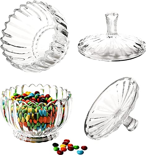 Image of WRINGO Flower Shape Glass Candy Jar with Lid | Decorative Glass Storage Container for Candy, Cookies, Chocolates, Dry Fruits |Elegant Flower Design Jar for Home Kitchen & Dining | (Pack of 1)