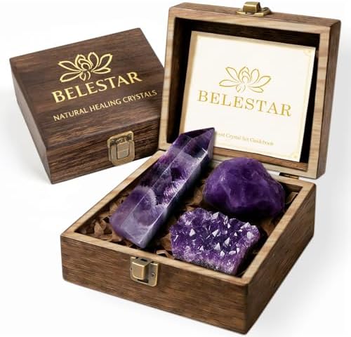 Premium Amethyst Crystal Set for Peace, Deep Sleep & Intuition - ...