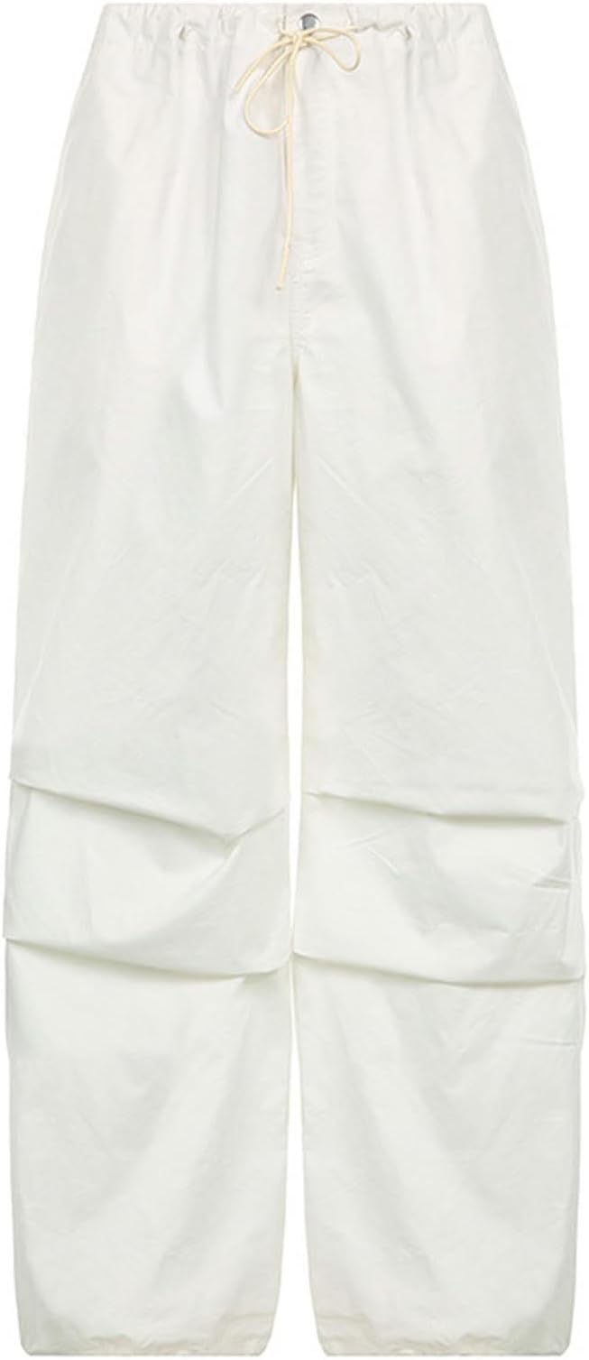 New Low-Waisted Woven Wide-Leg Pants, American Fashion Loose and Drapey Pig-Nose Buttoned Solid Color Casual Trousers