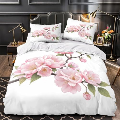 Housse de couette papillons roses 200x200 parure de lit double microfibre