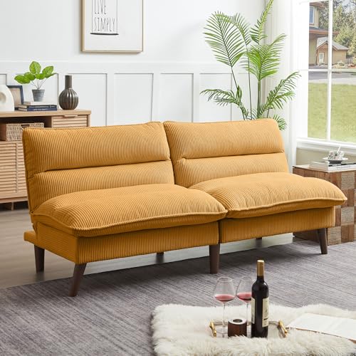 Portaforta Convertible Sofa Bed 72″ Fabric Couch with Adjustable Backrest