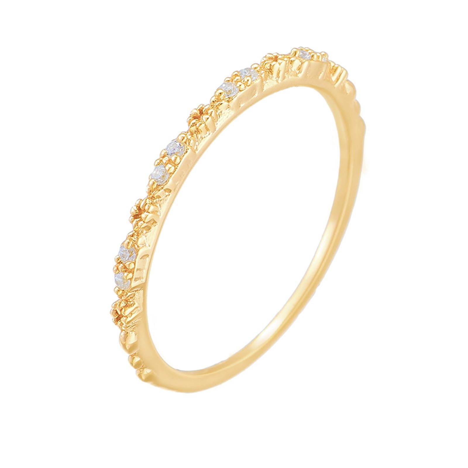 Bague en or 9 K/14 K/18 carats avec diamant fin, bague empilable délicate en or véritable bijou pour femme