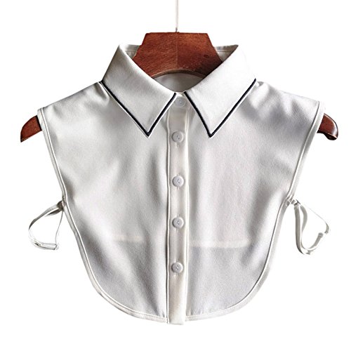 Joyci OL Joker Shirt Fake Collar Black Side Embroidery Chiffon Decorative Collar (Pointed Collar)