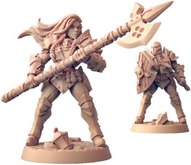 TYL Human Fighters Guild Unpainted Miniature for War Gaming | RPG Scale Figures, Detailed Tabletop Board Game Accessories | Realistic Tabletop Miniatures (D, 32mm)