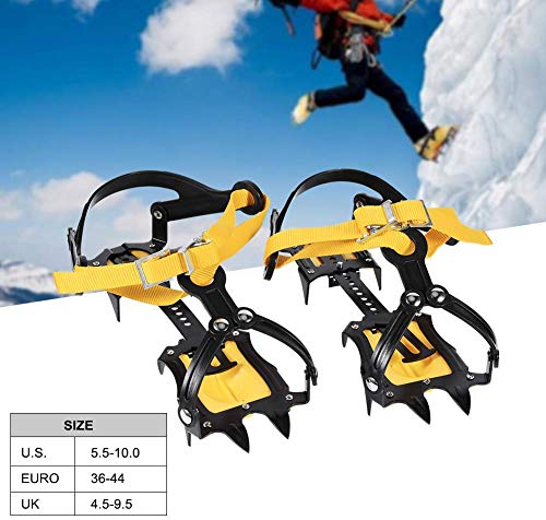 1 Par de empuñaduras de hielo, 10 dientes, antideslizante, trineos de tracción de nieve para nieve, crampones con llave hexagonal, bolsa de paquete para escalada, senderismo, caza