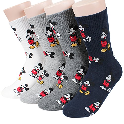 Socksense Disney Pixar Character Series Women's Original Crew Socks (Mi Pattern_4pairs)