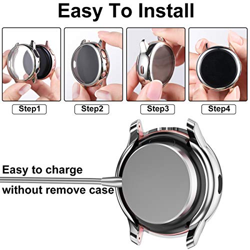 Geak Compatible With Galaxy Watch Active 2 Case 44Mm,3 Pack Soft Full Cover Screen Protector Case For Samsung Galaxy Active 2 Smartwatch Bands 44Mm Black/Silver/Rose Gold #TOP6