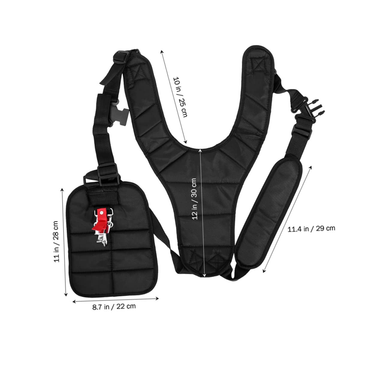 YARNOW Arnés Cinturón de Hombro Acolchado para Desbrozadora 2piezas | Tejido y Acero Inoxidable, Negro, Ajuste Práctico y Cómodo, para Cortar Hierba en Césped