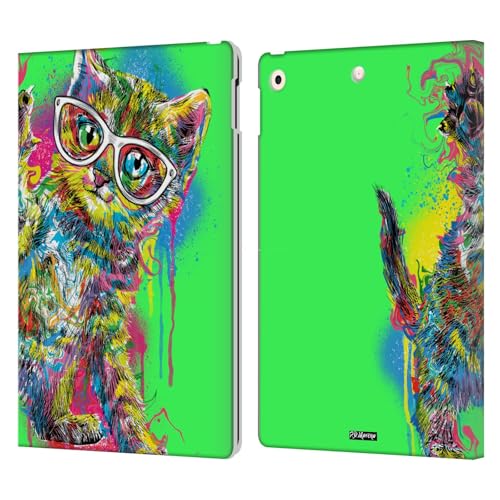 Étui portefeuille iPad 10.2 Head Case Designs motif drip art chaton et chien en cuir
