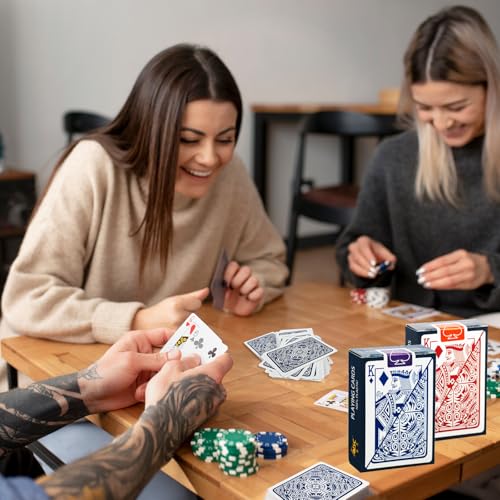 2 Decks Wasserfeste Plastik Spielkarten, Kunststoff Spielkarten, 100% Wasserdichter Kunststoff Poker Karten, Rot und Blau Playing Cards, für Canasta, Texas, Go Fish, Blackjack Kartenspiele – Bild 8